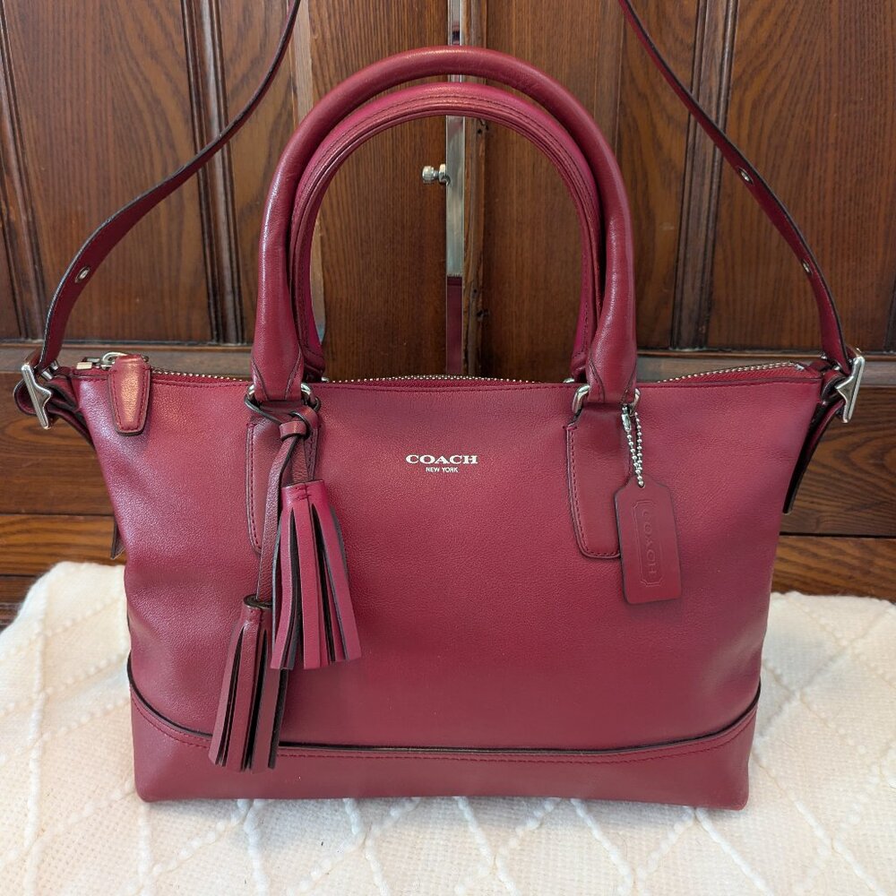 Coach Legacy 21132 Deep Burgundy Red Shoulder Bag Purse Tassels